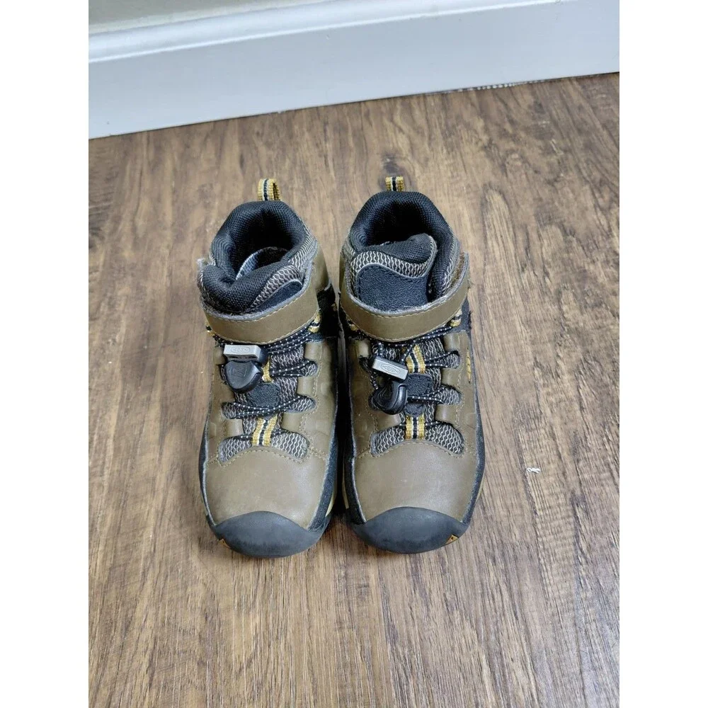 Keen Targhee Accents Boys Bungee Boots Shoes Size 8 Brown Black Leather